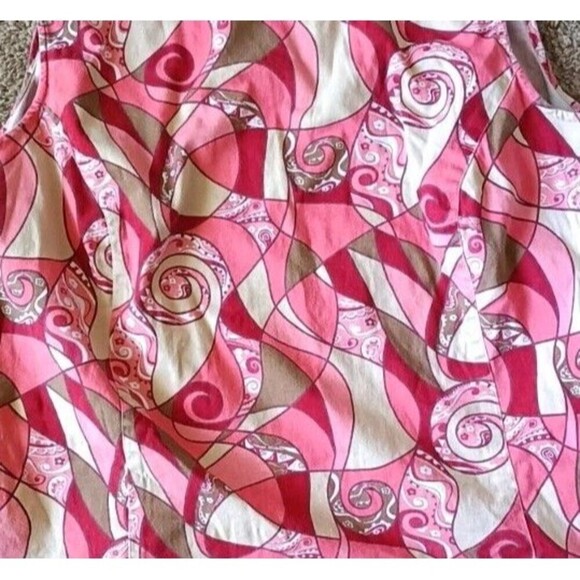 Carolina Colours  Crop Tank Top Shirt Size 22W Pink Red Mixed Print Vintage - Picture 4 of 4